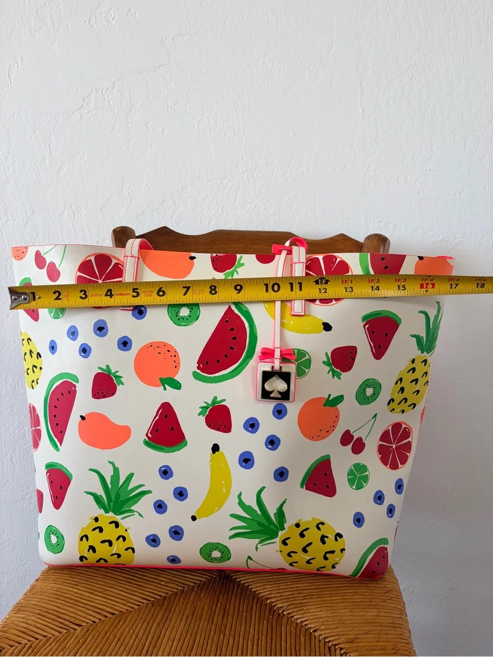 kate spade Fruit-Print Tote with Neon Pink